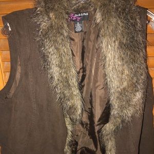 Brown fur vest